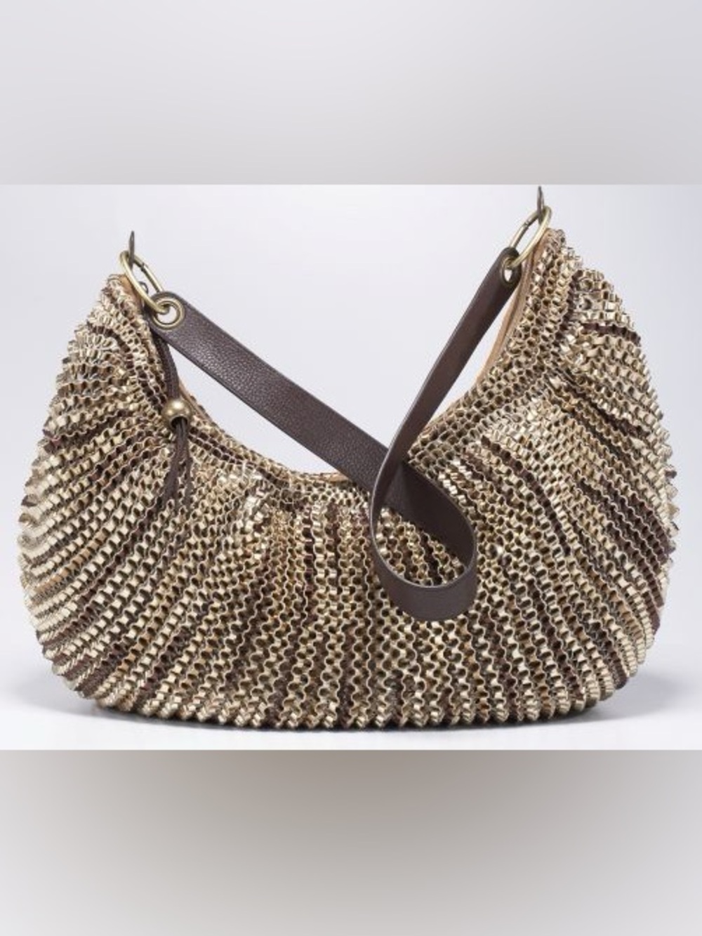 Vintage Diane von Furstenberg DVF Stephanie Metallic Woven Leather Hobo Bag